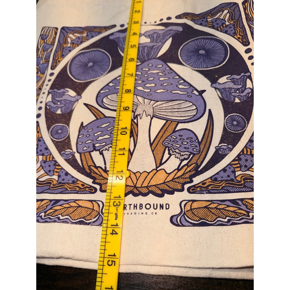Earthbound Trading Co Mushroom Canvas Tote Bag Purple Gold Boho Reusable Shopper - Picture 8 of 8